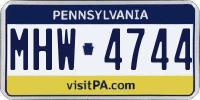 PA license plate MHW4744