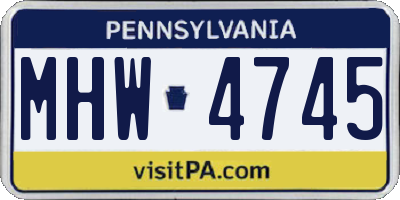 PA license plate MHW4745