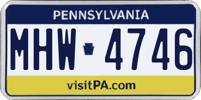 PA license plate MHW4746