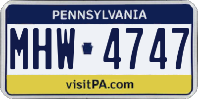 PA license plate MHW4747
