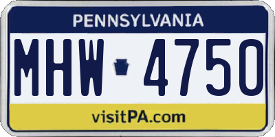 PA license plate MHW4750