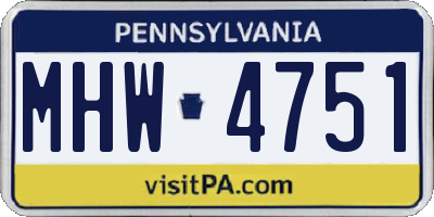 PA license plate MHW4751