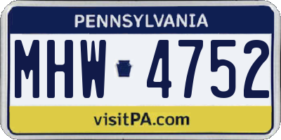 PA license plate MHW4752