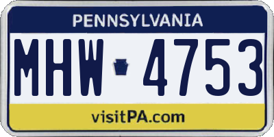 PA license plate MHW4753
