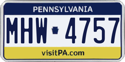 PA license plate MHW4757