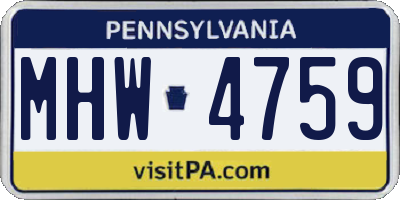 PA license plate MHW4759