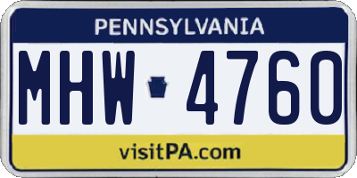 PA license plate MHW4760