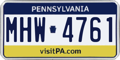 PA license plate MHW4761