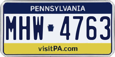 PA license plate MHW4763