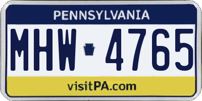 PA license plate MHW4765