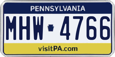 PA license plate MHW4766