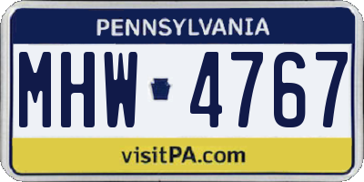 PA license plate MHW4767
