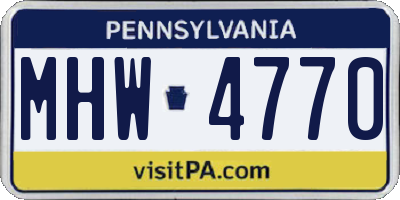 PA license plate MHW4770
