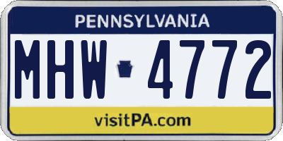 PA license plate MHW4772