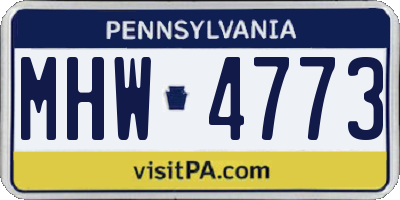 PA license plate MHW4773