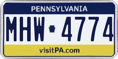 PA license plate MHW4774