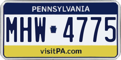 PA license plate MHW4775