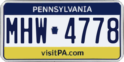 PA license plate MHW4778