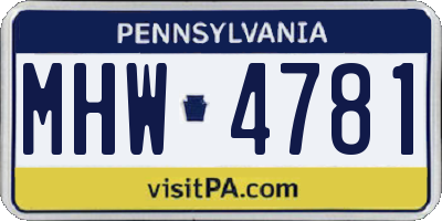 PA license plate MHW4781
