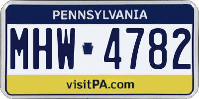 PA license plate MHW4782