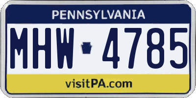 PA license plate MHW4785