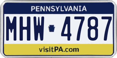 PA license plate MHW4787