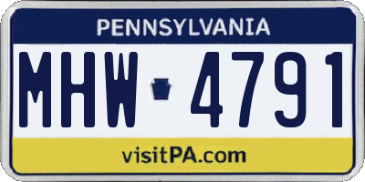 PA license plate MHW4791
