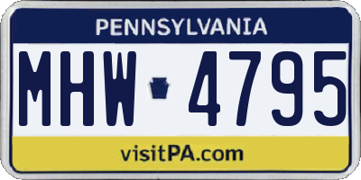PA license plate MHW4795