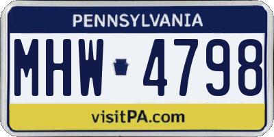 PA license plate MHW4798
