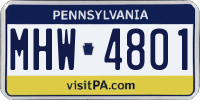 PA license plate MHW4801