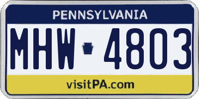 PA license plate MHW4803