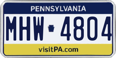 PA license plate MHW4804