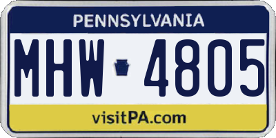PA license plate MHW4805