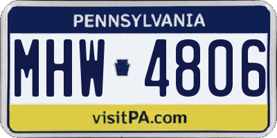 PA license plate MHW4806