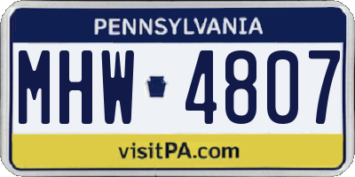 PA license plate MHW4807