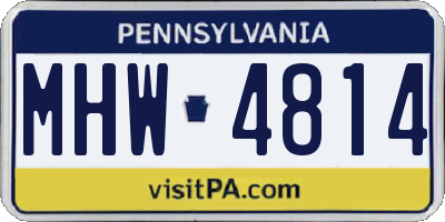 PA license plate MHW4814