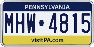 PA license plate MHW4815