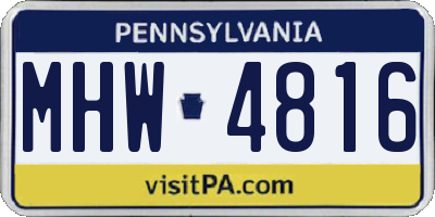 PA license plate MHW4816