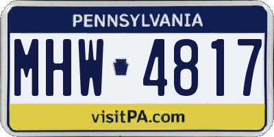 PA license plate MHW4817