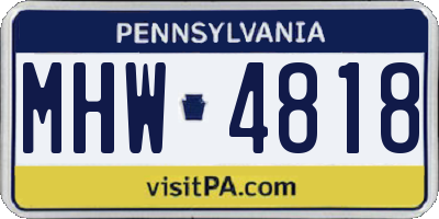 PA license plate MHW4818