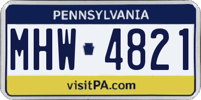 PA license plate MHW4821