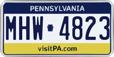 PA license plate MHW4823