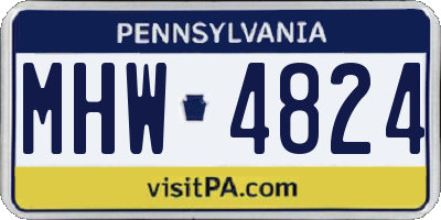 PA license plate MHW4824