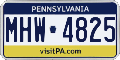 PA license plate MHW4825