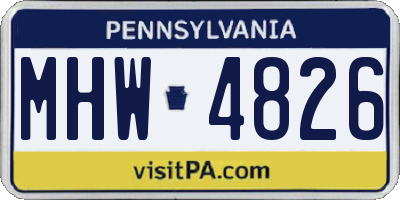 PA license plate MHW4826