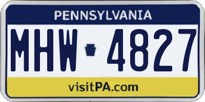 PA license plate MHW4827