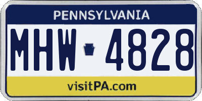 PA license plate MHW4828