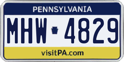 PA license plate MHW4829