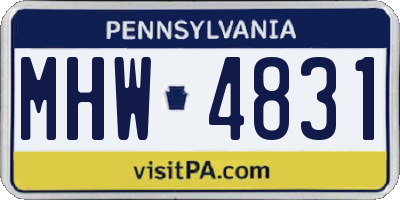 PA license plate MHW4831