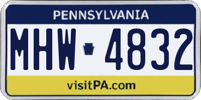 PA license plate MHW4832